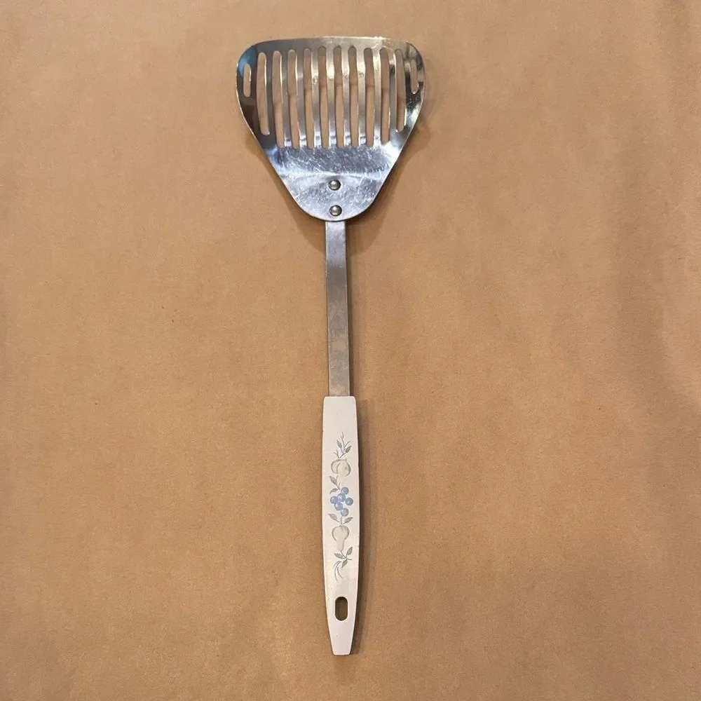 VINTAGE Strainer USA Spatula Stainless Steel With Fruit Pattern Handle